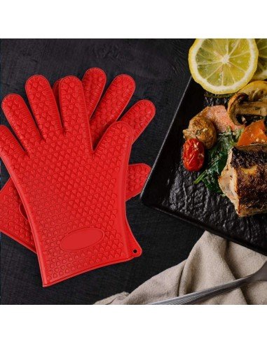 Guantes de Silicona BBQ Termo Resistente Calor Horno