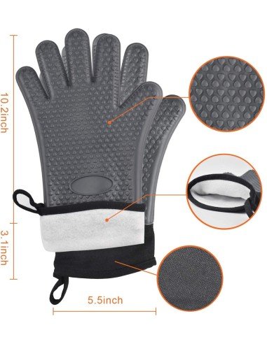 ⭐ Guantes BBQ Hornear Silicona Termo Resistente Calor
