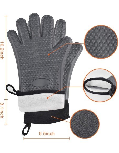 ⭐ Guantes BBQ Hornear Silicona Termo Resistente Calor ⭐ Guantes BBQ Hornear Silicona Termo Resistente Calor