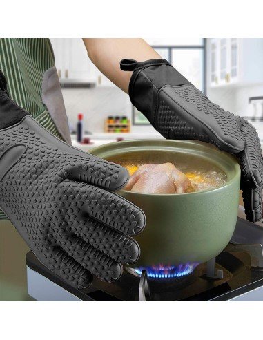 ⭐ Guantes BBQ Hornear Silicona Termo Resistente Calor