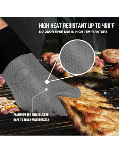 ⭐ Guantes BBQ Hornear Silicona Termo Resistente Calor