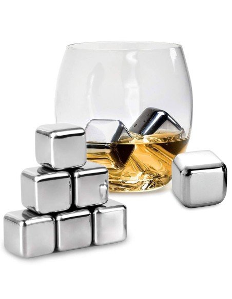 ⭐ Setx8 Cubos Hielo Reutilizable Bebidas Licor Acero Inox
