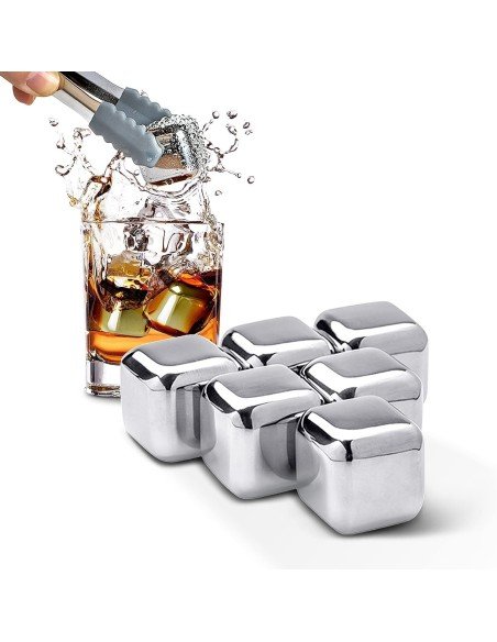 ⭐ Setx8 Cubos Hielo Reutilizable Bebidas Licor Acero Inox