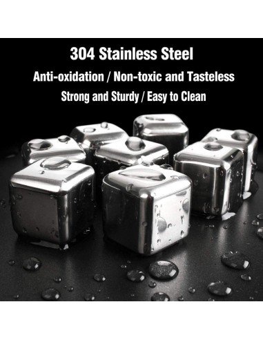 ⭐ Setx8 Cubos Hielo Reutilizable Bebidas Licor Acero Inox