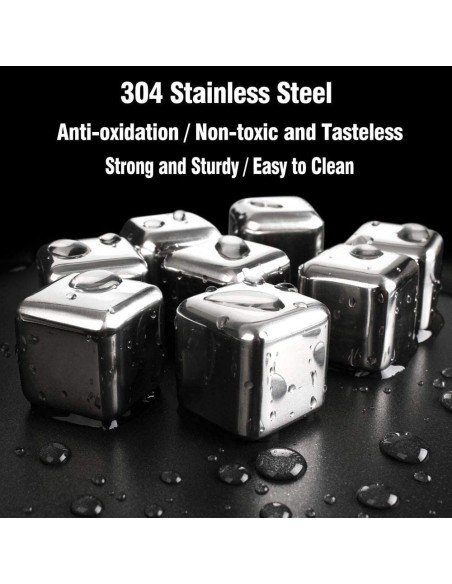 ⭐ Setx8 Cubos Hielo Reutilizable Bebidas Licor Acero Inox