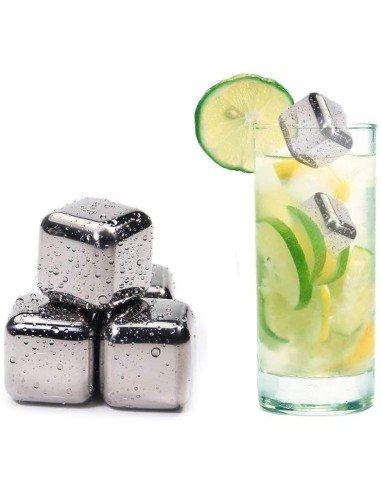 ⭐ Setx8 Cubos Hielo Reutilizable Bebidas Licor Acero Inox