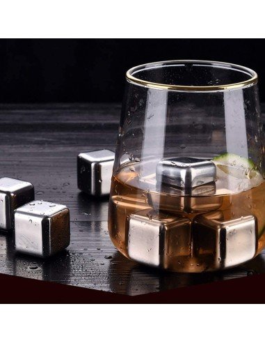 ⭐ Setx8 Cubos Hielo Reutilizable Bebidas Licor Acero Inox