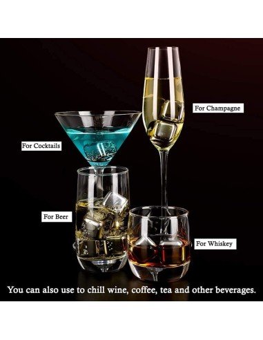 ⭐ Setx8 Cubos Hielo Reutilizable Bebidas Licor Acero Inox