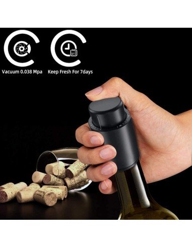 ⭐ Tapón al Vacío Botella Vino Tapa Hermética Reutilizable Bartender