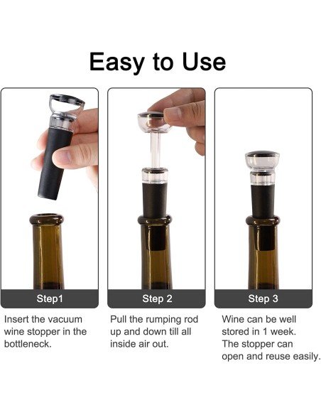⭐ Tapón al Vacío Botella Vino Tapa Hermética Reutilizable Bartender