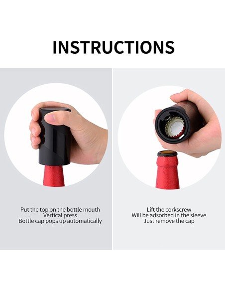 ⭐ Destapador Botella Magnético Automático De Acero Plateado ⭐ Destapador Botella Magnético Automático De Acero Plateado