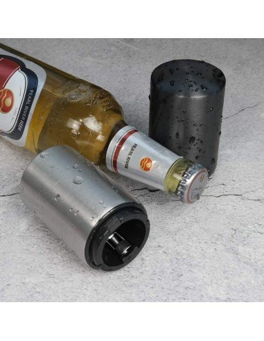 ⭐ Destapador Botella Magnético Automático De Acero Plateado