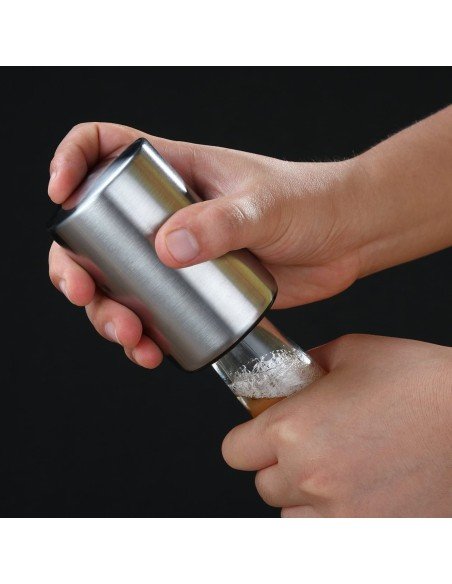 ⭐ Destapador Botella Magnético Automático De Acero Plateado ⭐ Destapador Botella Magnético Automático De Acero Plateado