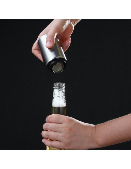 ⭐ Destapador Botella Magnético Automático De Acero Plateado ⭐ Destapador Botella Magnético Automático De Acero Plateado