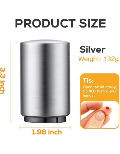 ⭐ Destapador Botella Magnético Automático De Acero Plateado