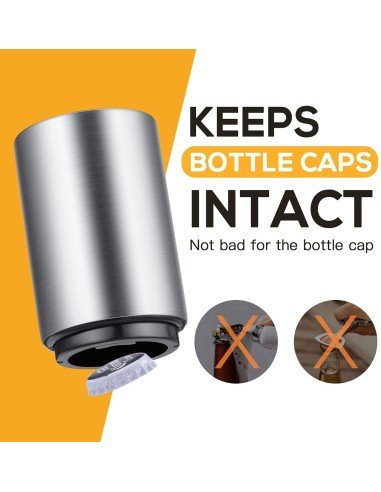 ⭐ Destapador Botella Magnético Automático De Acero Plateado
