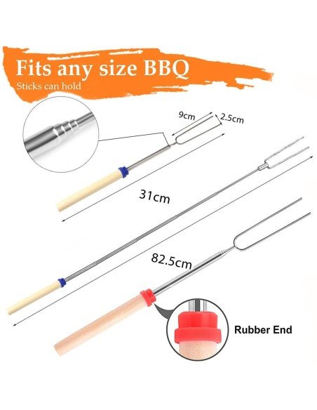 ⭐ Setx4 Brocheta BBQ Extensor Chuzo Masmelo Malvavisco
