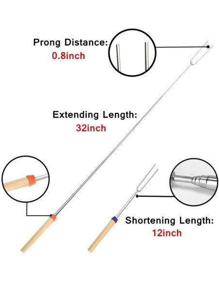 ⭐ Setx4 Brocheta BBQ Extensor Chuzo Masmelo Malvavisco