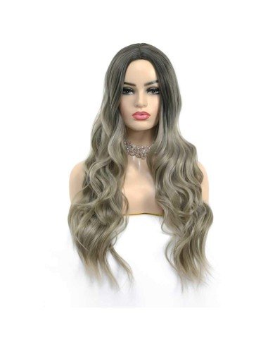 ⭐ Peluca Bicolor Harajuku de kanekalon Cosplay de 70 y 80 cm de largo