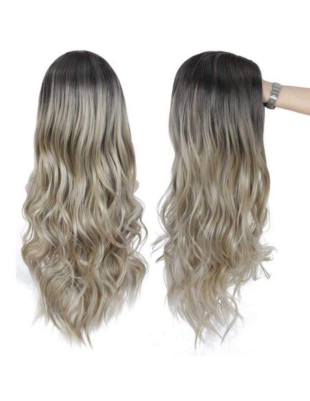 ⭐ Peluca Balayage Cosplay kanekalon degradee Ceniza