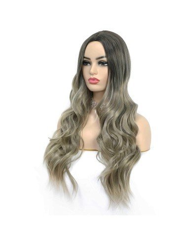 ⭐ Peluca Balayage Cosplay kanekalon degradee Ceniza