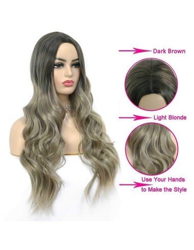 ⭐ Peluca Balayage Cosplay kanekalon degradee Ceniza