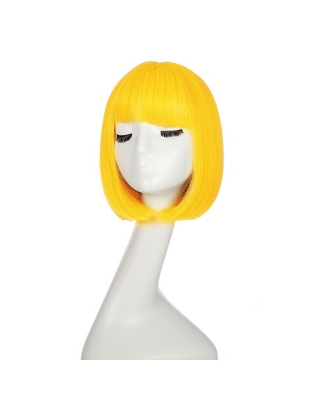 ⭐ Peluca Corta de fantasía Amarillo para Halloween