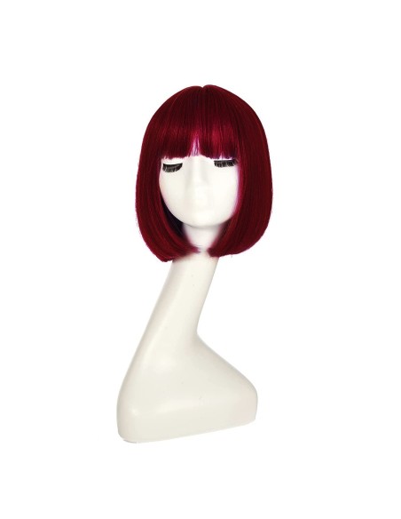 ⭐ Peluca Corta de fantasía Rojo Vino para Halloween