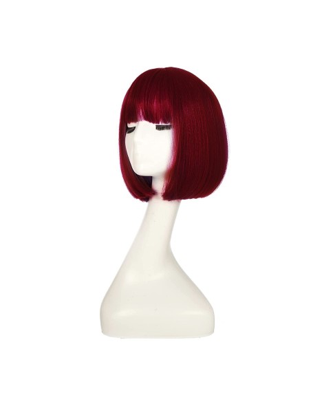 ⭐ Peluca Corta de fantasía Rojo Vino para Halloween ⭐ Peluca Corta de fantasía Rojo Vino para Halloween