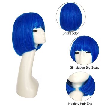 ⭐ Peluca Corta de fantasía Azul Rey para Halloween