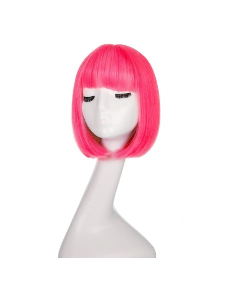 ⭐ Peluca Corta de fantasía Fucsia para Halloween