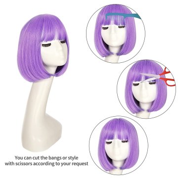 ⭐ Peluca Corta de fantasía Lila para Halloween