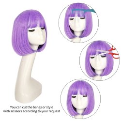 ⭐ Peluca Corta de fantasía Lila para Halloween