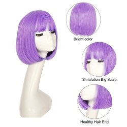 ⭐ Peluca Corta de fantasía Lila para Halloween