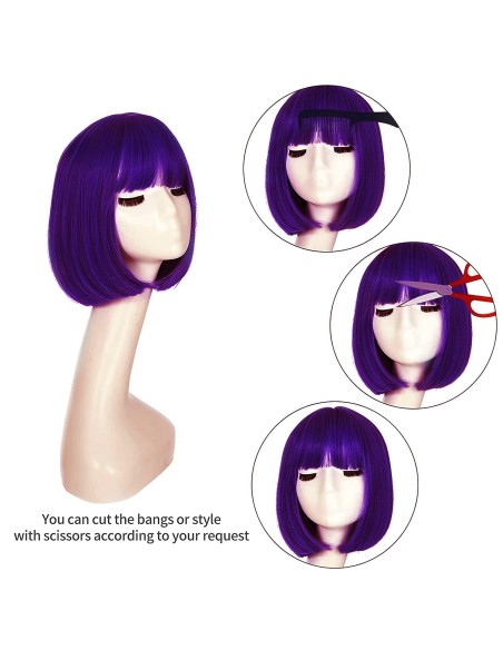 ⭐ Peluca Corta de fantasía Morado para Halloween