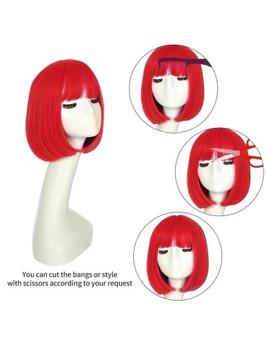 ⭐ Peluca Corta de fantasía Rojo para Halloween