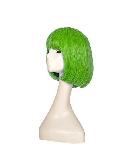 ⭐ Peluca Corta de fantasía Verde Limón para Halloween ⭐ Peluca Corta de fantasía Verde Limón para Halloween
