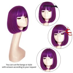 ⭐ Peluca Corta de fantasía Púrpura para Halloween