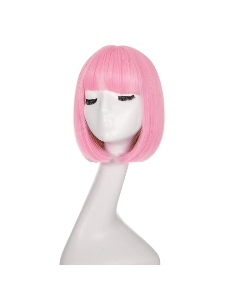 ⭐ Peluca Corta de fantasía Rosado Claro para Halloween