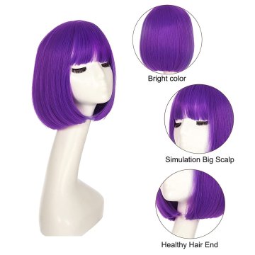 ⭐ Peluca Corta de fantasía Violeta para Halloween