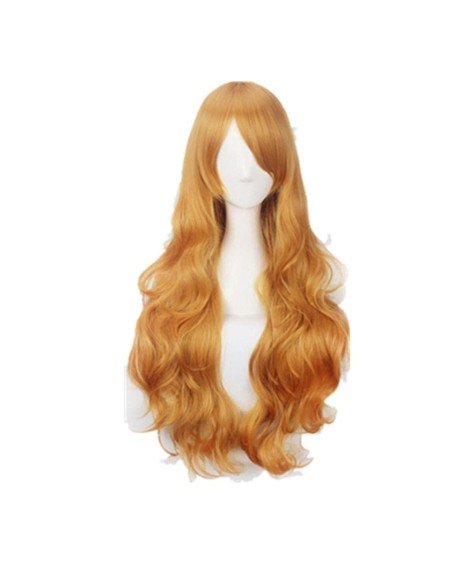 ⭐ Peluca Cosplay Ondulada 80cm Kanekalon Amarillo