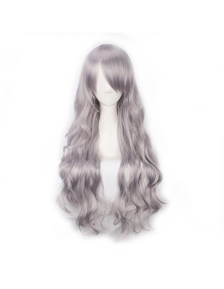⭐ Peluca Cosplay Ondulada 80cm Kanekalon Gris Cenizo ⭐ Peluca Cosplay Ondulada 80cm Kanekalon Gris Cenizo