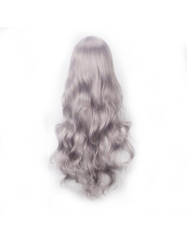 ⭐ Peluca Cosplay Ondulada 80cm Kanekalon Gris Cenizo