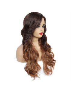 ⭐ Peluca Bicolor Degradee 70cm Harajuku Castaño Rubio