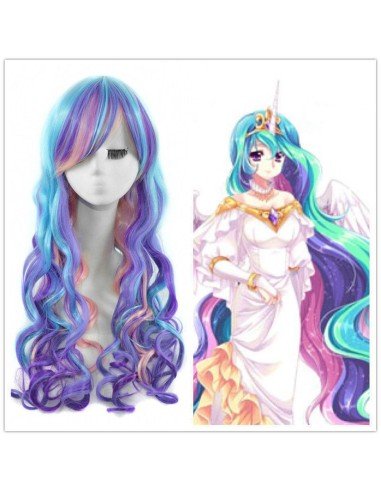 ⭐ Peluca Cosplay Rainbow Arcoiris Unicornio Sirena