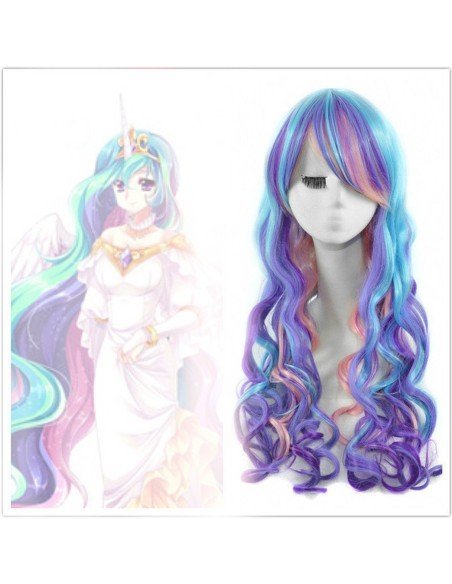 ⭐ Peluca Cosplay Rainbow Arcoiris Unicornio Sirena
