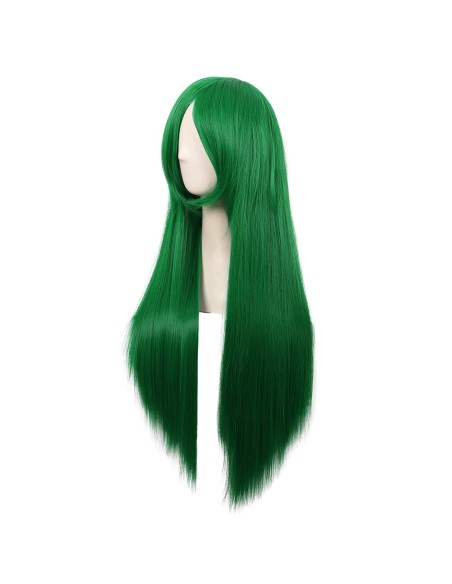 ⭐ Peluca Cosplay lisa 80cm Kanekalon Verde Pino