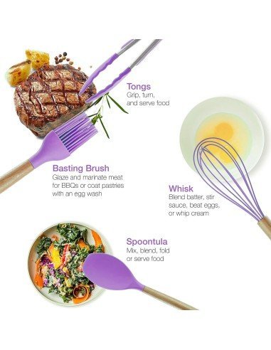 ⭐ Setx12 Utensilios SIlicona Antiadherentes Cocina