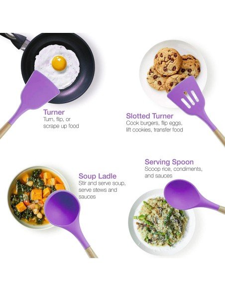 ⭐ Setx12 Utensilios SIlicona Antiadherentes Cocina