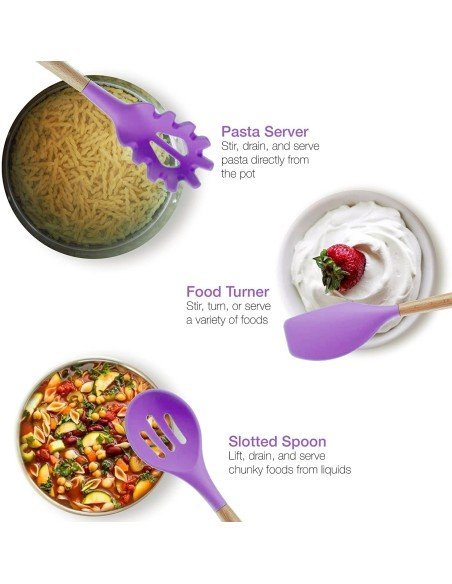 ⭐ Setx12 Utensilios SIlicona Antiadherentes Cocina